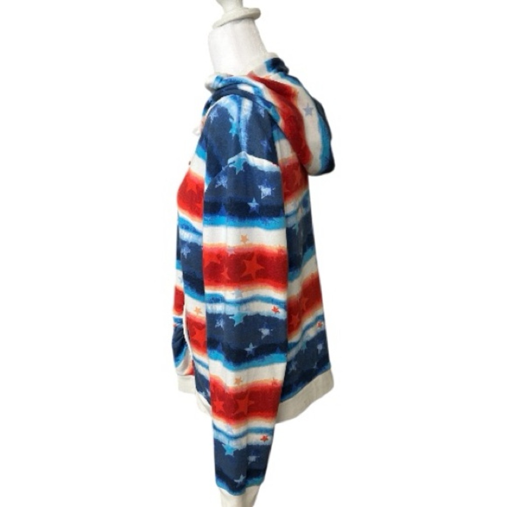 Juicy Couture Red White & Blue Tie-Dye Stars Stripes Full Zip Hoodie Jacket - Picture 5 of 10